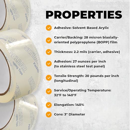 WOD CST22CC Crystal Clear See-Through Packing Tape – 3/8 inch x 110 yds. for Carton Sealing Mailing, Shipping, and Protection, Label Covering, Lamination, and Outdoor Uses.
