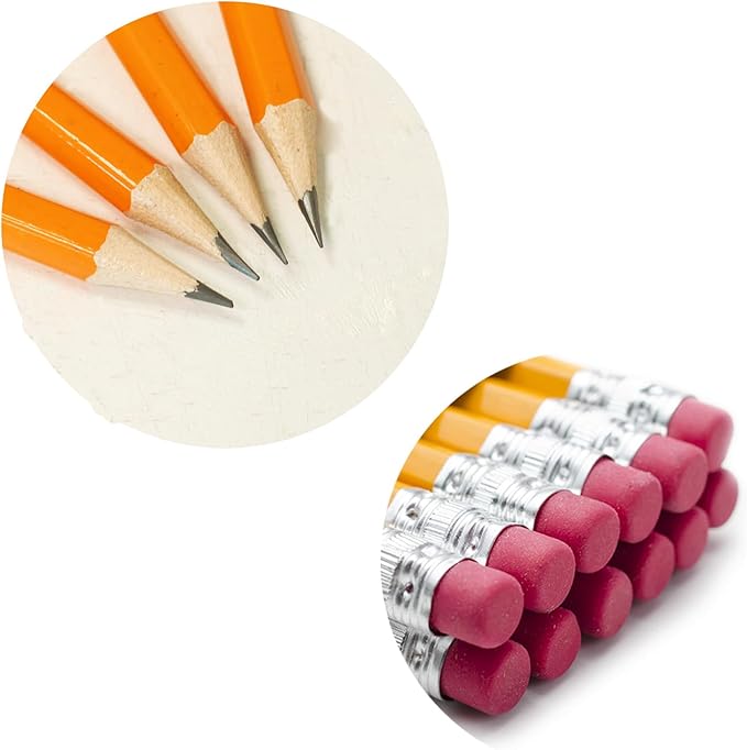 S & E TEACHER'S EDITION Wood-Cased #2 Pencils 50Pcs, Pre-Sharpened Pencils with Top Erasers, Yellow, HB Lead, for School Teacher Supplies, Writing, Drawing and Sketching, 50 Count.