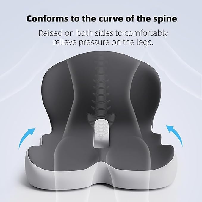 Orthopedic Cushion for Office Chair and Car, Memory Foam Seat Cushion with Lumbar Support Pillow, Instant Relieve Pressure on Back, Hips, Tailbone, Improves Sitting Posture (1, Mixed Colors)