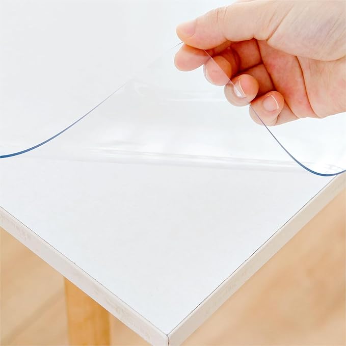 Eisdroma 28 x 60 Inch Clear Table Cover Protector, Clear Table Protector for Dining Room Table, 1.5mm Plastic Table Cover, Waterproof Table Pad for Kitchen, Office