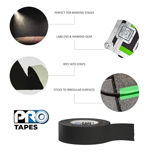 1" Width ProTapes Pro Gaff Premium Matte Cloth Gaffer's Tape With Rubber Adhesive, 11 mils Thick, 55 yds Length, Electric Blue (Pack of 1)