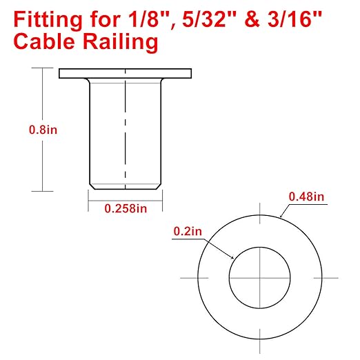 BLIKA 200 Pack Black Stainless Steel Protector Sleeves for 1/8" 5/32" or 3/16" Deck Cable Railing, for Wood/Composite Posts, T316 Marine Grade, Black Cable Railing Protector Sleeves