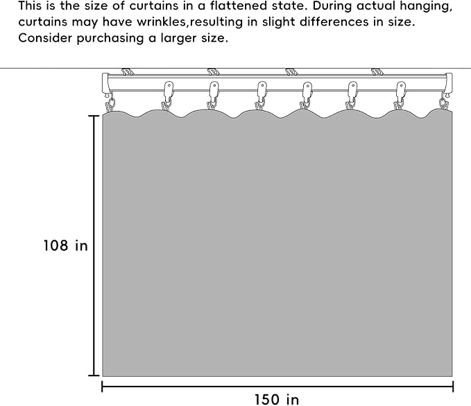 hoeflife Room Divider Curtains Blackout Floor to Ceiling Curtain with Hook Wall Mount Sliding Door Curtains Ceiling Mount Extra Wide Curtain Wall Divider for Room Separation (Beige, W150 x H108 Inch)