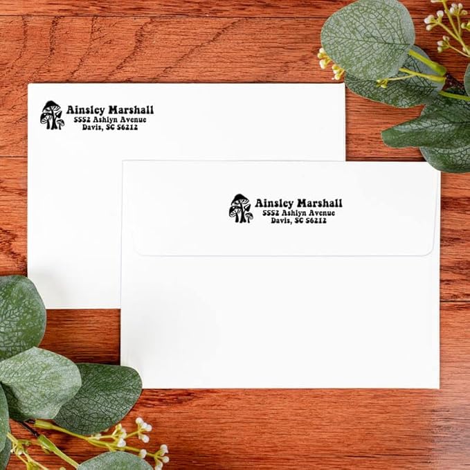 Custom Floral Address Stamp | Choose from 12 Designs | Multiple Ink Color Options | Envelope Return Address Stamp for Couple or Family (Design 12, Medium)