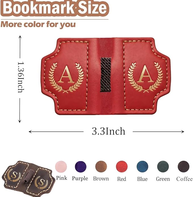 Personalized Mark Bookmark with Pen Holder, Leather Magnetic Book Marker 26 Letters,Custom Initials Page Marks, Gifts for Book Lovers Readers Men Women (Coffee, T)