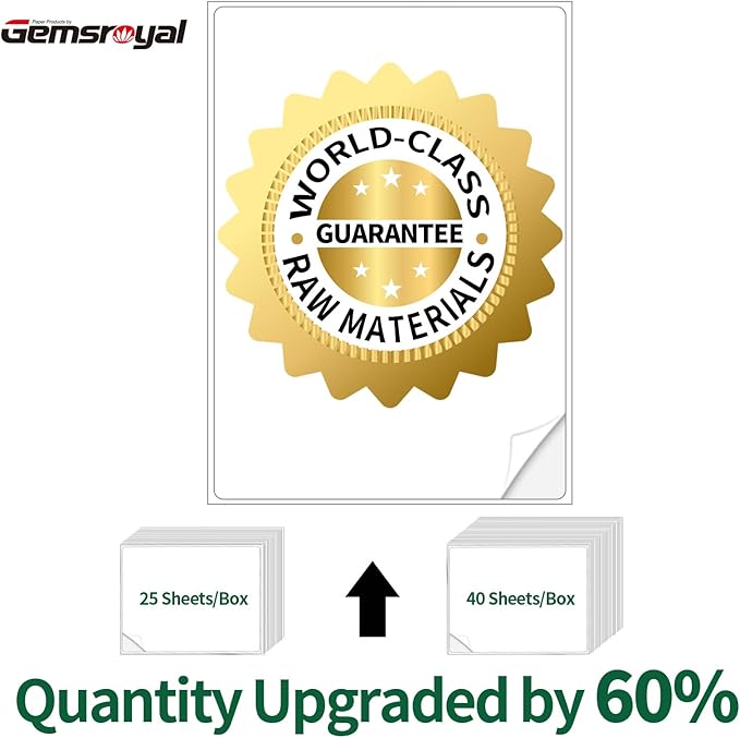 Gemsroyal 2"×3" Address Labels Printable,3×2 inch White Matte Shipping Label Stickers for Laser/Inkjet Printer,3"×2" Name Tags Custom Sticker Paper,40 Sheets,400 Blank Labels in Total