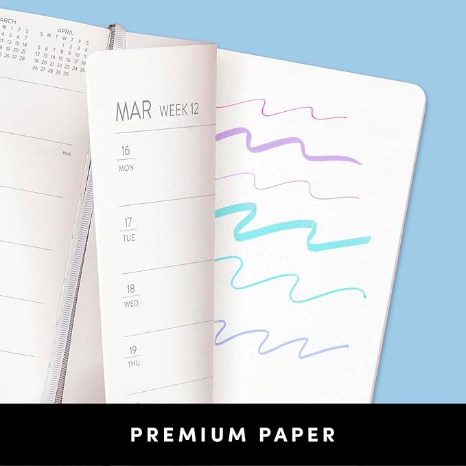 PAPERAGE 2026 Weekly & Monthly Planner, 12 Months (January 2026 - December 2026), 5.6 in x 8 in, Hardcover 2026 Planner with Weekly & Monthly Spreads, Note Pages, Stickers & Back Pocket – Turquoise