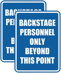Portrait Round Backstage Personnel Only Beyond This Point Door or Wall Sign Easy Installation | Music | Concert | Festivals Sign (Blue) - Medium (2 Pack)