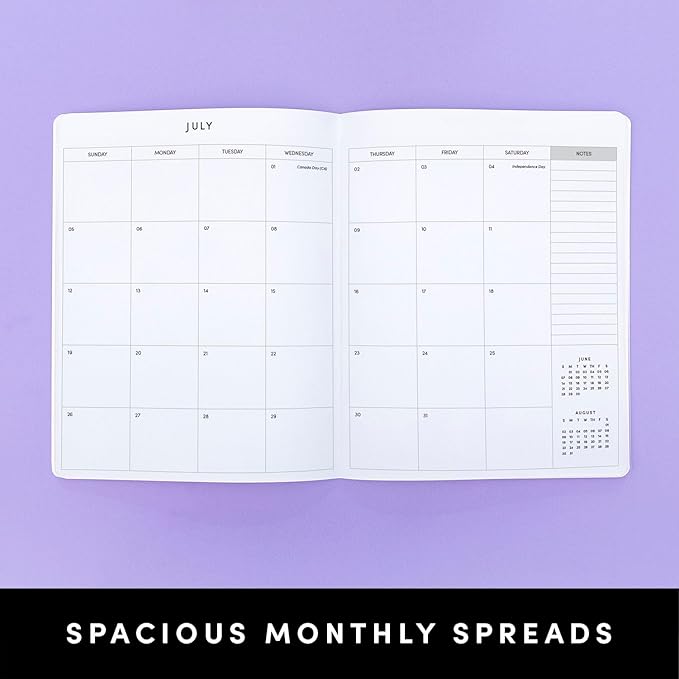 PAPERAGE 2026 Monthly Planner, 12 Months (January 2026 - December 2026), 8 in x 10 in, 2026 Planner with Large Monthly Spreads & Calendar Views, Note Pages, To Do Lists & Trackers, – Bright Stripes