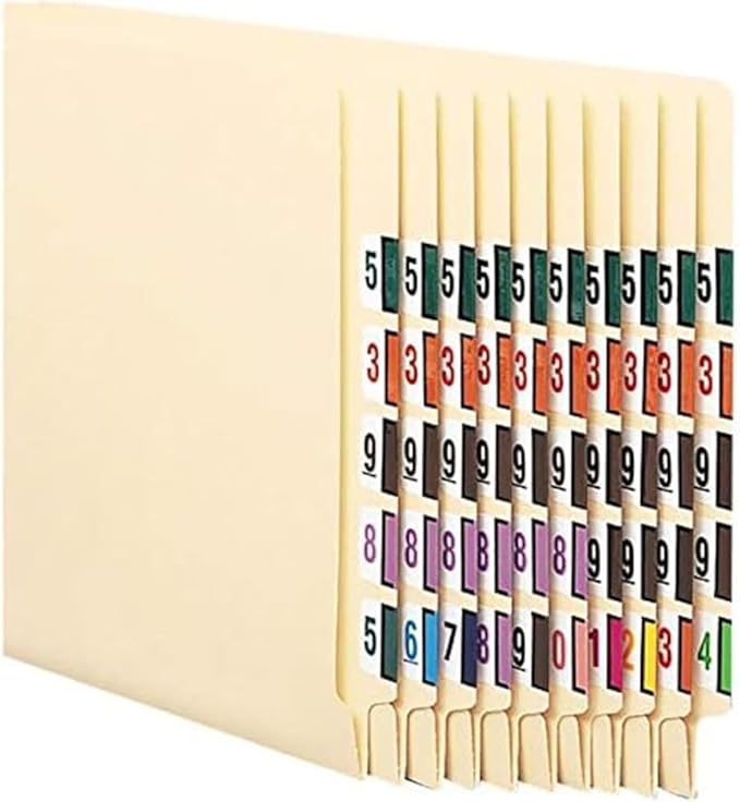 File Right Number Labels Roll – Color-Coded Numeric Filing Labels, 1-5/8" × 7/8" Laminated Self-Adhesive File Folder Numbers for, Office Filing Systems, Automotive Records – Roll #4, 4 Roll