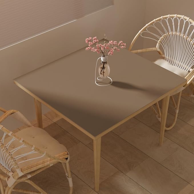 Zinkooat Leather Table Cover,1.8mm Thick,40x40 Inch Table Protector,Table Protector for Dining Room Table,Dining Table Cover,Table Cover Protector.(Mud Color+Champagne Gold,40x40)