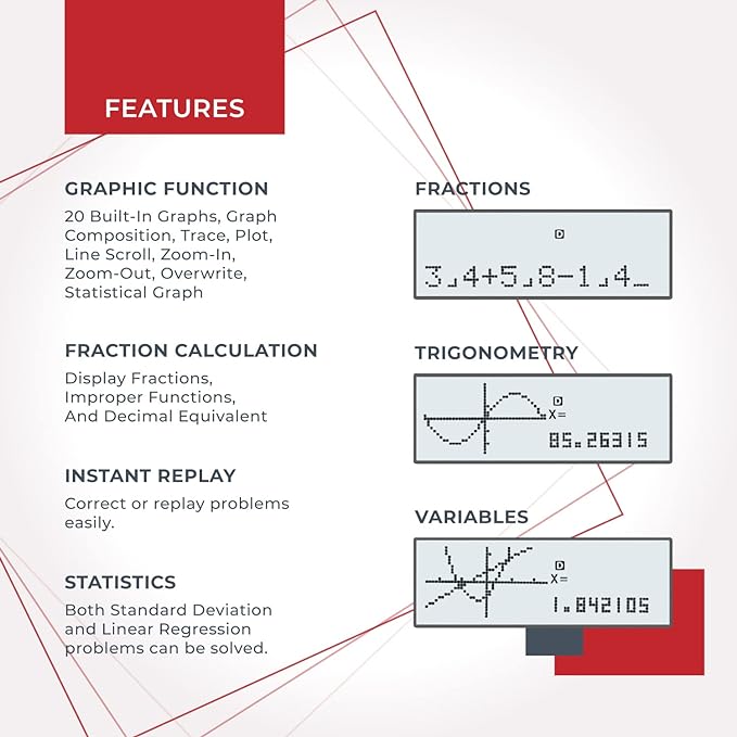 CATIGA CS229 Scientific Calculator with Graphics Functions, Multiple Modes with Intuitive User Interface for Beginners and Advanced Courses, 5 Pack
