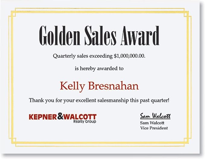 PaperDirect White Specialty Certificates, Gold Foil Border on 38lb Certificate Paper, 8.5 x 11 Inches, Laser and Inkjet Compatible, 30 Count, For School, Work, Diplomas & Award Certificates
