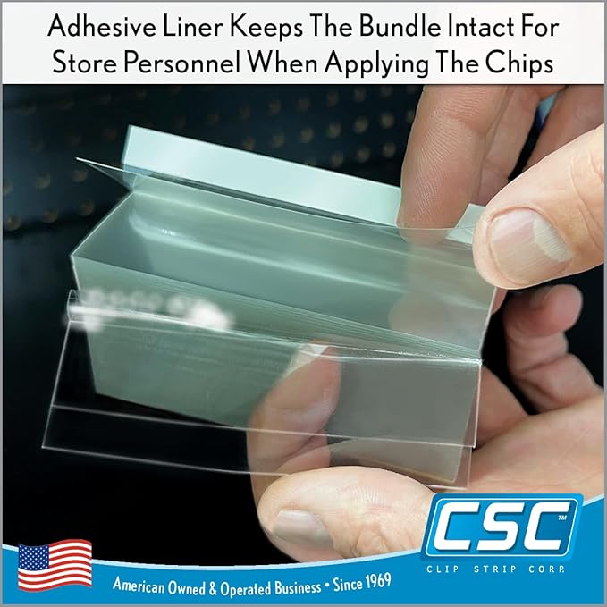 Clip Strip Corp. Price/Data Channel Label Holder Chips, Clear Plastic Tags, 2.5" L x 1.25" H, 7.5 Mil Thick, Gondola Shelf Edge, Reusable, Made for Point of Purchase Shelf Molding (2000)