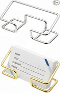 Skrfren 2Pcs Metal Business Card Holder for Desk, Elegant Gold and Silver Business Card Organizer Modern Cards Display Stand for Office Reception Event Conference Room Men Women