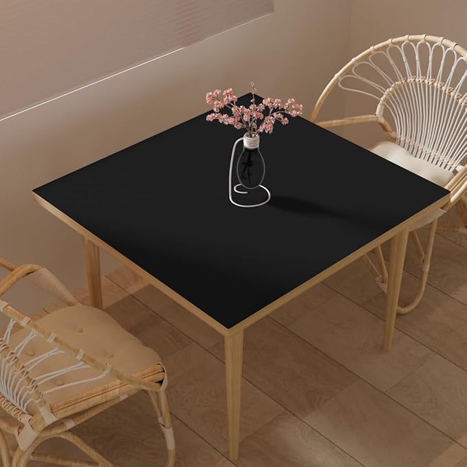 Zinkooat Desk Cover Mat - 38x38 Inch Waterproof Easy to Clean Can Conceal Flaws Protector The Table Top from Scratches Used for Dining (Black+Black 38x38)