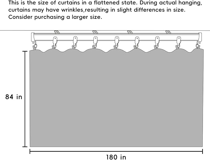 hoeflife Room Divider Curtains Blackout Floor to Ceiling Curtain with Hook Wall Mount Sliding Door Curtains Ceiling Mount Extra Wide Curtain Wall Divider for Room Separation (Black, W180 x H84 Inch)