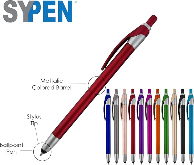 Personalized With your Custom Logo or Text Pens-Pack of 450- for Marketing, Parties, and Events, 2 in 1 Capacitive Stylus & Ballpoint Pen Compatible With Touchscreen Devices, Black Ink, Black Pens