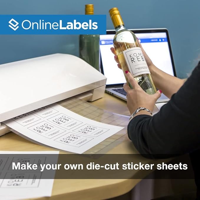 OnlineLabels 8.5" x 11" Full Sheet Sticker Paper – Permanent Adhesive, White Matte – Works With Cricut & Silhouette – for Inkjet & Laser Printers – Pack of 100 Sheets OL177WX