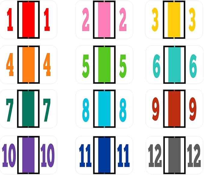 File Right Number Labels Roll – Color-Coded Numeric Filing Labels, 1-5/8" × 7/8" Laminated Self-Adhesive File Folder Numbers for, Office Filing Systems, Automotive Records – Roll #8, 4 Roll