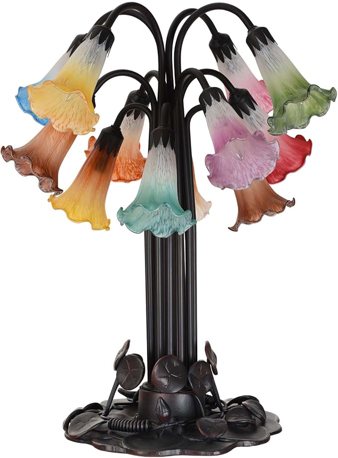 Bieye LS05S Lily Flower Blown Glass Lampshade (White Green, Opening I.D. 0.87" x O.D. 1")