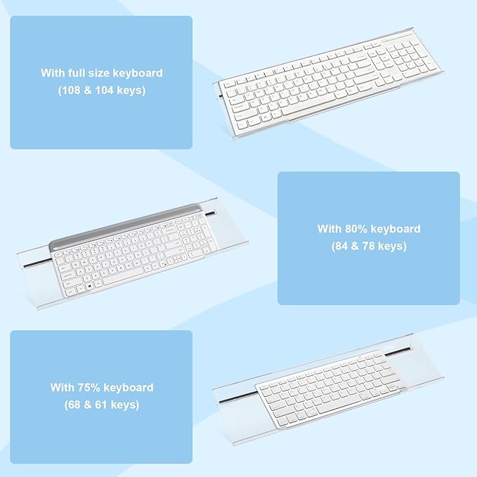 Keyboard Wrist Rest - Gel Wrist Rest for Computer Keyboard and Mouse, Acrylic Clear Keyboard Stand for Desktop, Ergonomic Keyboard Riser with Wrist Rest Support