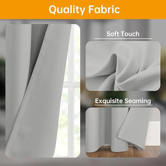 Hoeflife Room Divider Curtains Blackout Floor to Ceiling Curtain with Hook Wall Mount Sliding Door Curtains Ceiling Mount Extra Wide Curtain Wall Divider for Room Separation(Light Grey,W100 x H120 in)