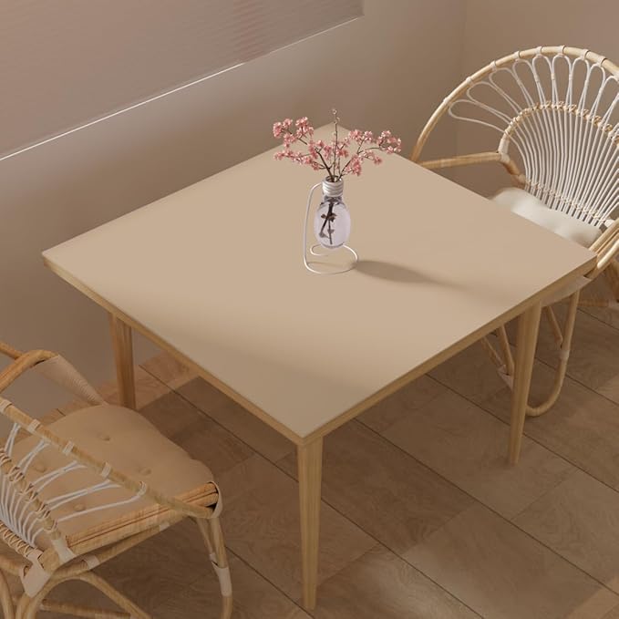 Zinkooat Desk Cover Protector - Used for Square Table Waterproof and Easy to Clean Good Flatness Easy to Used for Dining Table(Light Brown+Gray 44x44)