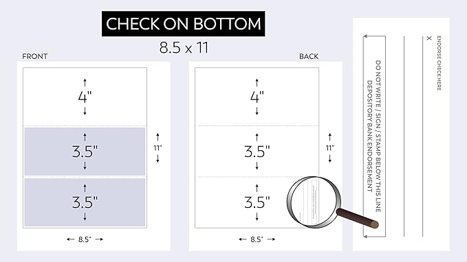 Compuchecks Check on Top Blank Check Paper - 2500 Pack, Quick-Books & Laser Printer Compatible - Security Business Checks with Voucher - 8.5" x 11" Gold Pinstripe