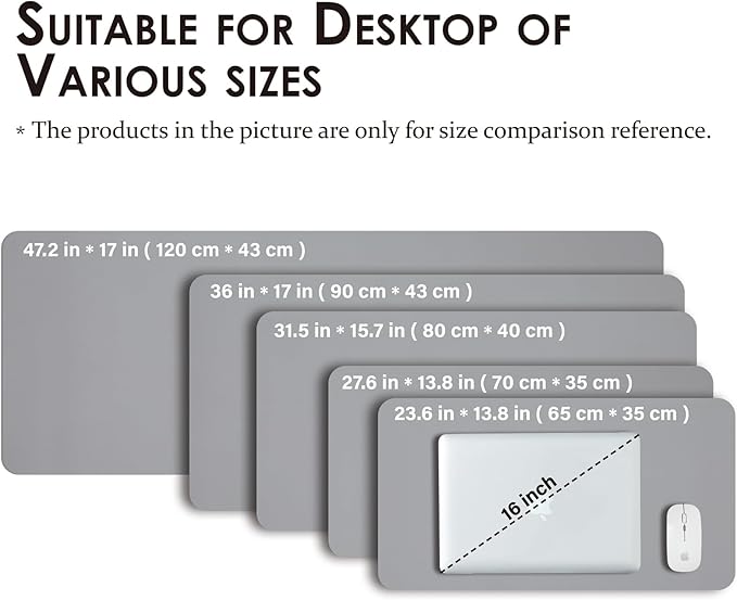 Leather Desk Mat - Small Non-Slip PU Desk Pad for Office and Home - Desk Organization and Accessories - Ideal for Large Mouse Pad and Small Desk Mats on Top of Desks (Dark Gray,23.6"x 13.8")