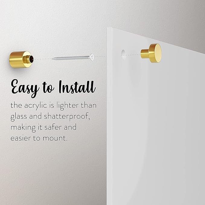 Acrylic Dry Erase Board for Wall with Stylish Border - Shipped Next Day, Made in USA, Non-Magnetic Whiteboard, Wall Mounted Board, Easy to Clean (White - 36x48)
