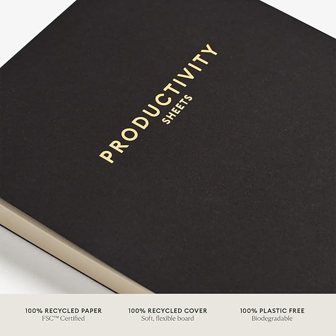 Intelligent Change 3-Month Productivity Planner Sheets and Tools for Time-Management and Mindfulness, Tear-Out To-Do List, A5 Undated Sheets, Black