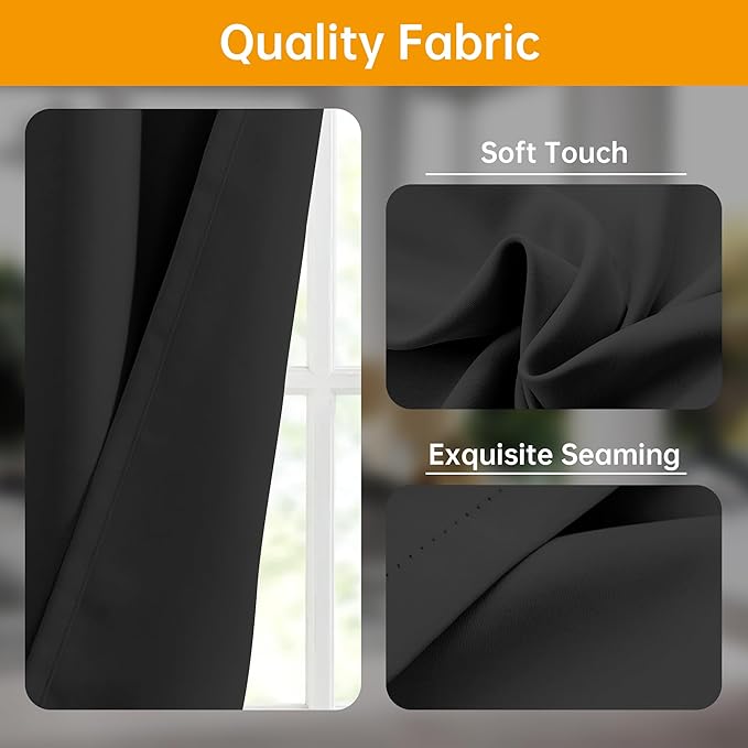 hoeflife Room Divider Curtains Blackout Floor to Ceiling Curtain with Hook Wall Mount Sliding Door Curtains Ceiling Mount Extra Wide Curtain Wall Divider for Room Separation (Black, W120 x H96 Inch)