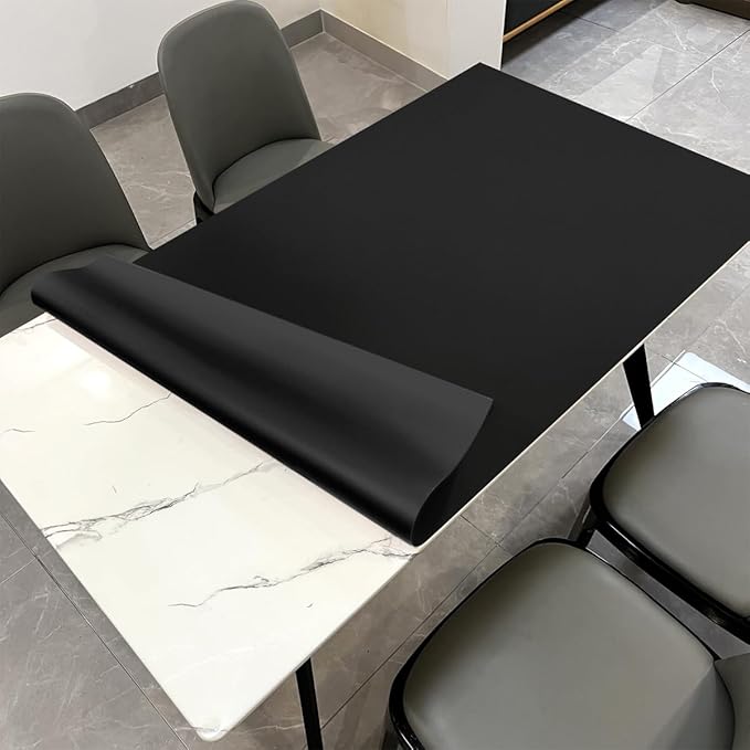 Zinkooat Dining Room Table Protector Pad - 44x68 Inch Waterproof Easy to Clean Can Conceal Flaws Protector The Table Top from Scratches Used for Dining (Black+Black 44x68)