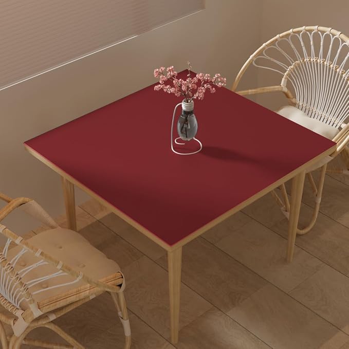 Zinkooat Table Pad - Used for Square Table Waterproof and Easy to Clean Good Flatness Easy to Used for Dining Table(Black+Wine Red 46x46)