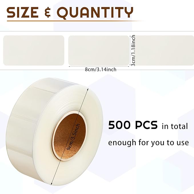 Zonon 500 Pcs Clear Labels Label Protector Clear Stickers Wafer Seals Waterproof Labels for Protecting Barcodes, Numbers and Stickers (3.14 x 1.18 Inch,Rectangle)