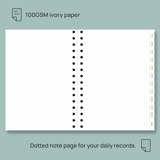 POPRUN Monthly Planner 2025-2026 Spiral Hardcover (6.25'' x 8.5''), 18 Months Calendar (Jul.2025 - Dec.2026) - 2 Pages per Month with Dotted Note Pages, Sunday Start, Laminated Tab - Midnight Green