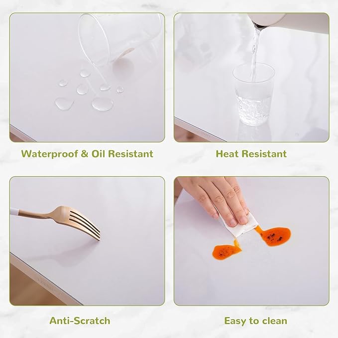 Eisdroma 38 x 96 Inch Clear Table Cover Protector, Clear Table Protector for Dining Room Table, 1.5mm Plastic Table Cover, Waterproof Table Pad for Kitchen, Office