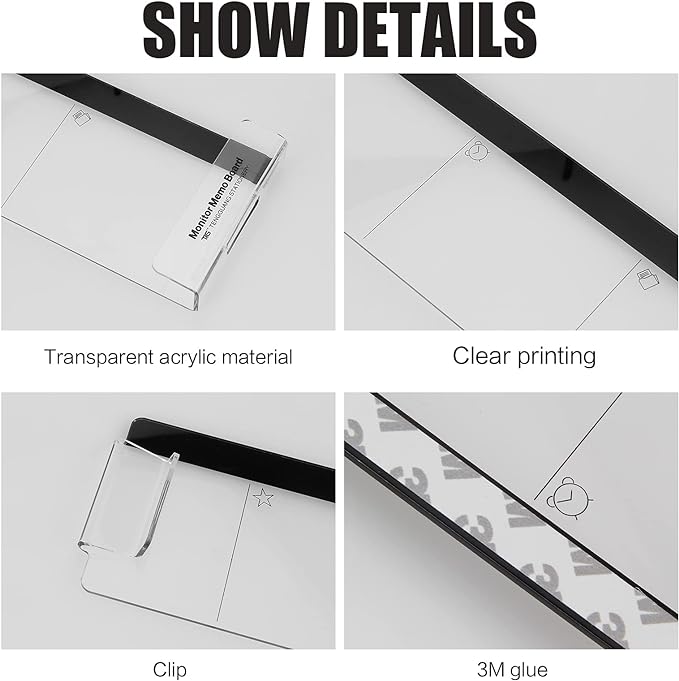 2pcs Office Desk Accessories Monitor Memo Board Computer Message Board Office Supplies for Women Men Computer Sticky Note Holder Home Desktop Message Office Decor (Computer Monitor Note Holder)