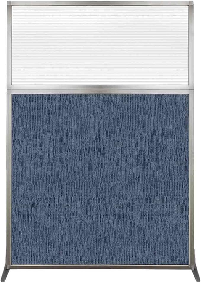 Versare Hush Screen Portable Room Divider | Workstation Wall Divider | Freestanding Privacy Hush Panels | Clear Fluted Windows | Fabric Office Divider Screen | Great for Room Separation