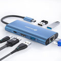 UtechSmart USB C Hub, Ethernet Multiport Adapter 6 in 1 USB C to HDMI Dock Compatible for MacBook Pro/Air, Chromebook, Dell XPS, HP and Type C Devices (Gigabit Ethernet 100W PD 4K HDMI USB 3.0) Blue