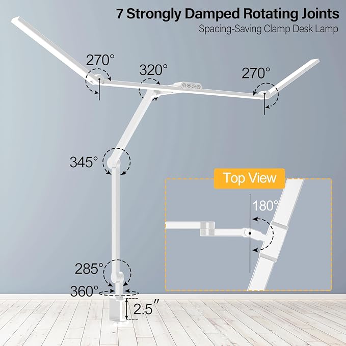 Micomlan 3000 Lumen Super Bright Led Desk Lamp for Home Office, 47Inches Long Architect Desk Lamp with Clamp, Dimmable Table Light with Adjustable Monitor Light Bar Tall Office Lighting for Computer
