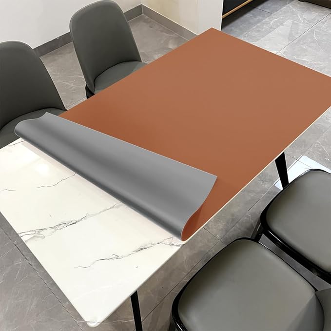 Zinkooat Dining Table Cover Protector for Dining Room Table - Can Be Used On Both Sides Waterproof and Easy to Clean Good Flatness Used for Dining Table(Brown+Gray 44x78)