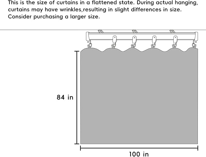 Hoeflife Room Divider Curtains Blackout Floor to Ceiling Curtain with Hook Wall Mount Sliding Door Curtains Ceiling Mount Extra Wide Curtain Wall Divider for Room Separation(Light Grey,W100 x H84 in)