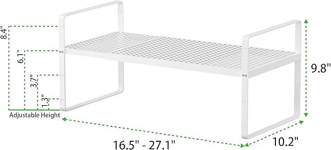 SOFRON Expandable Cabinet Storage Shelf Stackable Organizer Rack for Kitchen Bathroom Pantry Spice Cupboard Coffee Countertop Home Office Desk Heavy Duty Nonslip White Large 3 Packs