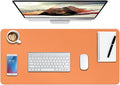 Boutilon Leather Desk Pad Protector,Non-Slip Mouse Pad,Laptop Desk Pad,Office Mouse Mat,Waterproof Leather Desk Blotter,Desk Writing Pad for Office and Home (M-Orange,30"x14")
