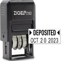 ZIGEL D50 Date Stamp with DEPOSITED - Self Inking Date Stamp - Black