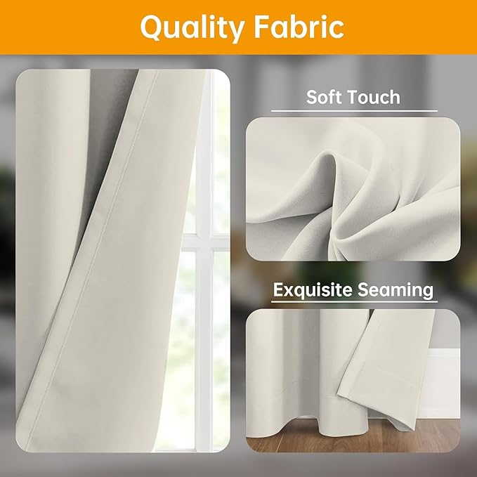 Hoeflife Room Divider Curtains Blackout Floor to Ceiling Curtain with Hook Wall Mount Sliding Door Curtains Ceiling Mount Extra Wide Curtain Wall Divider for Room Separation (Beige, W100 x H108 in)