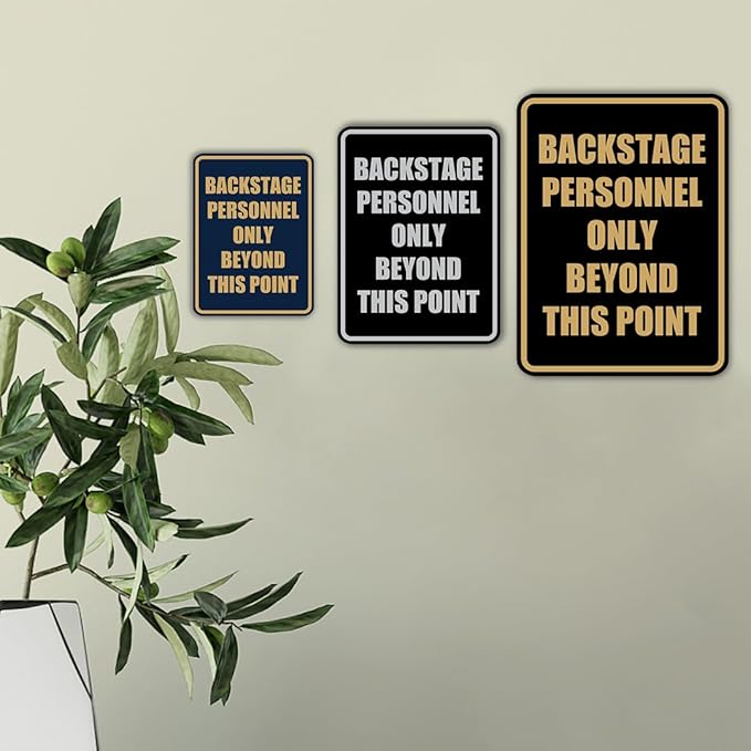 Portrait Round Backstage Personnel Only Beyond This Point Door or Wall Sign Easy Installation | Music | Concert | Festivals Sign (Black Gold) - Medium