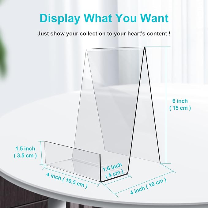 Boloyo Acrylic Book Stand with Ledge,10PC 6 Inch Clear Acrylic Display Easel Transparent Display Stand Holder Tablet Holder for Displaying Books,Magazine,Plate,Pictures,Artworks, CDs